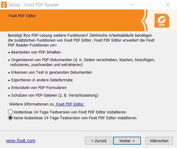 Bearbeitungsfunktionen in Foxit PDF Reader