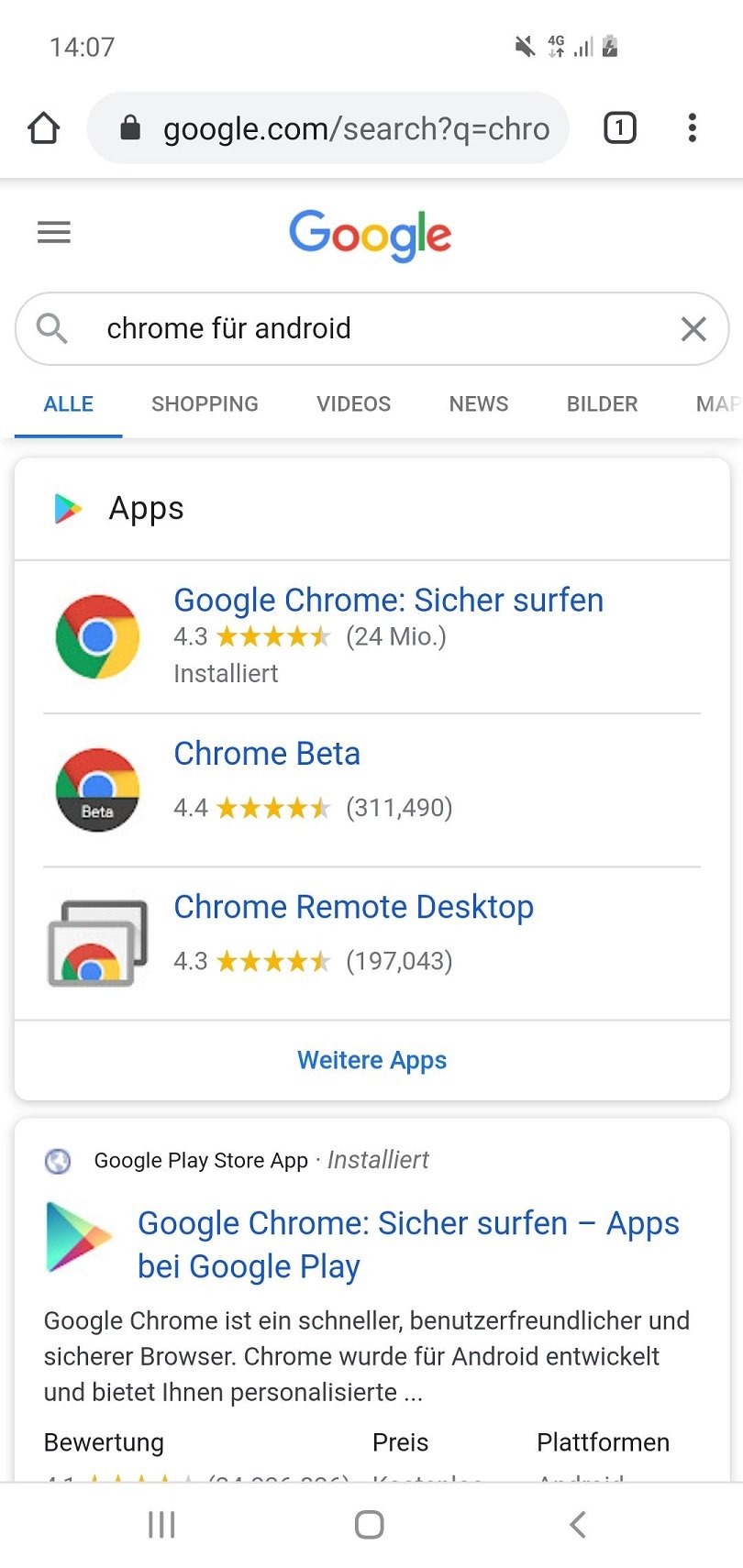 Google Chrome Browser für Android im Test