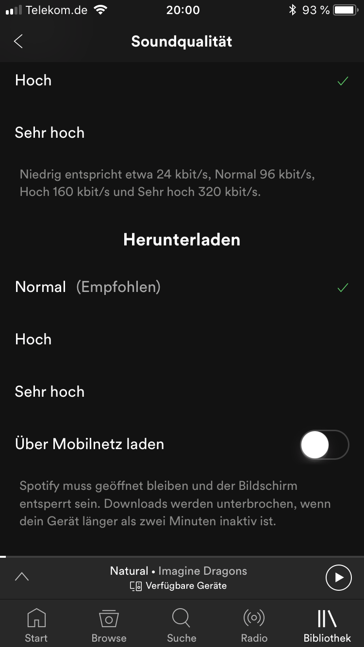 Offline-Modus in Spotify