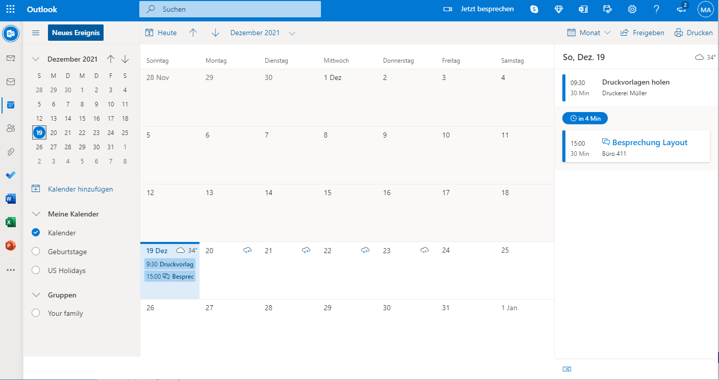 Outlook.com mit Kalender