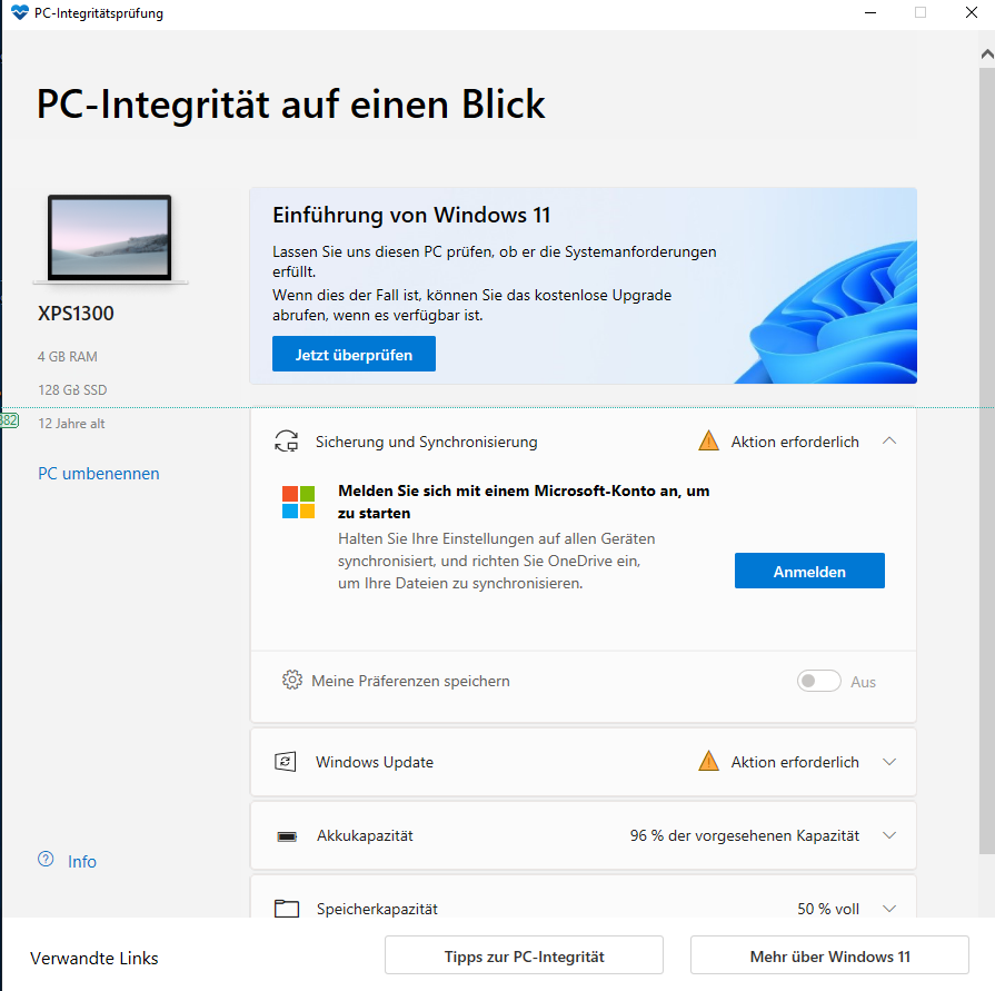 PC-Systemdiagnose-App prüft ob sich Windows 11 installieren lässt