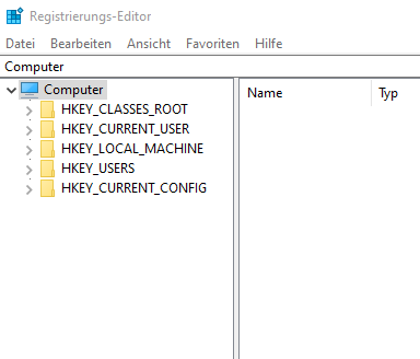 Windows Registry mit Regedit geöffnet