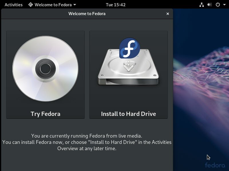 Fedora in einer virtuellen Umgebung