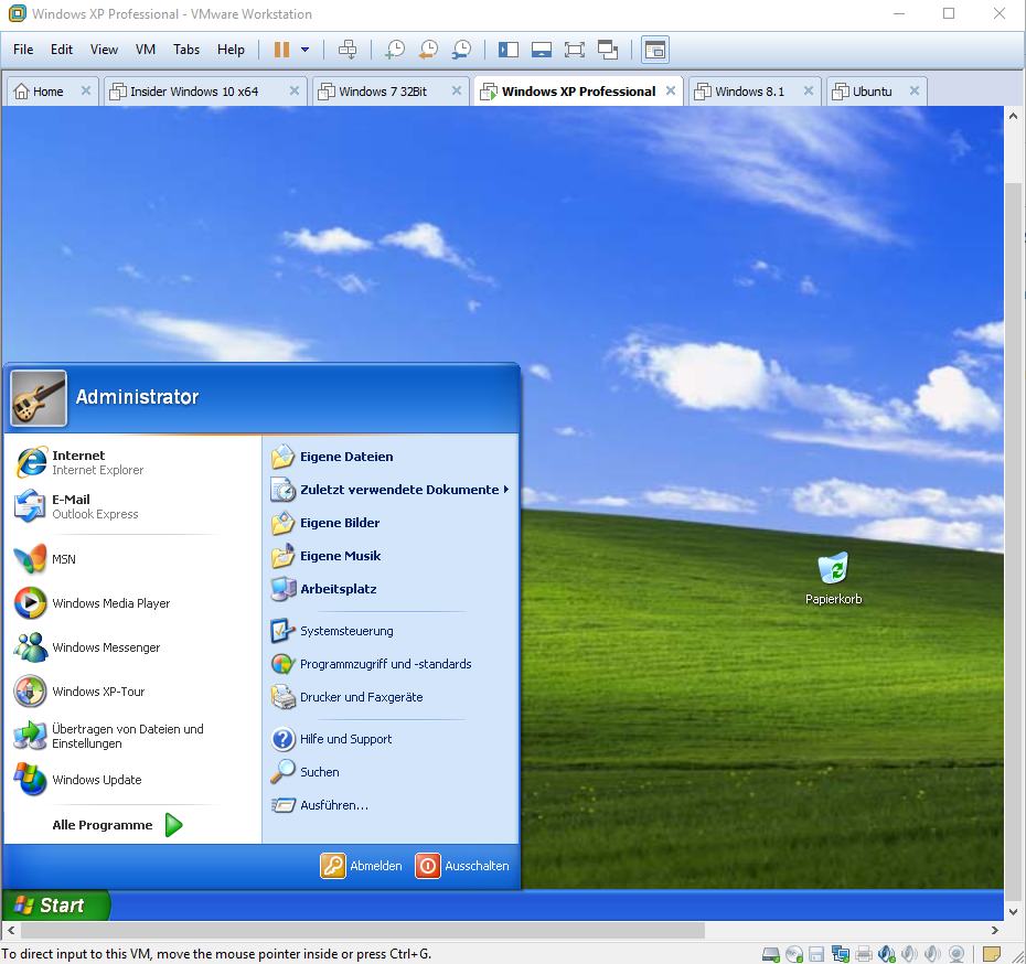 Virtual Machine in Windows 10 mit Windows XP