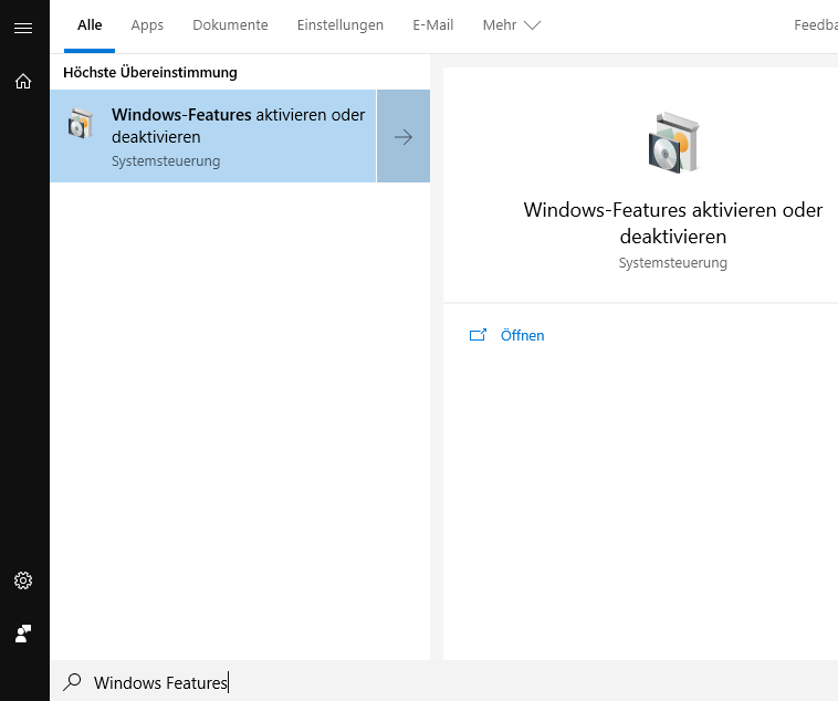 Windows-Features aktivieren, um Hyper-V in Windows 10 zu installieren