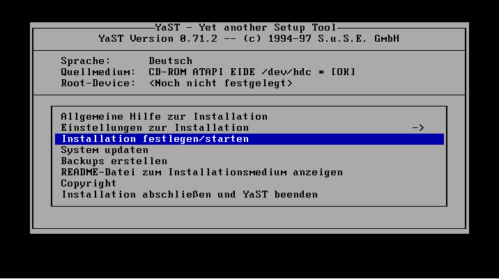 Linux Deutsch ist auch Yast in SUSE