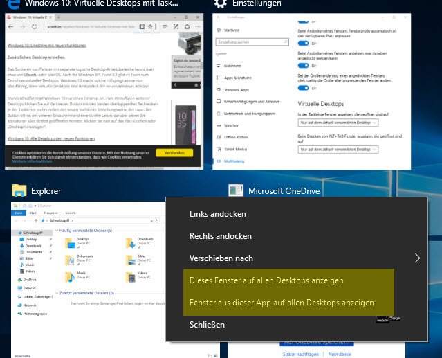 Virtuelle Desktops verwalten Windows 10