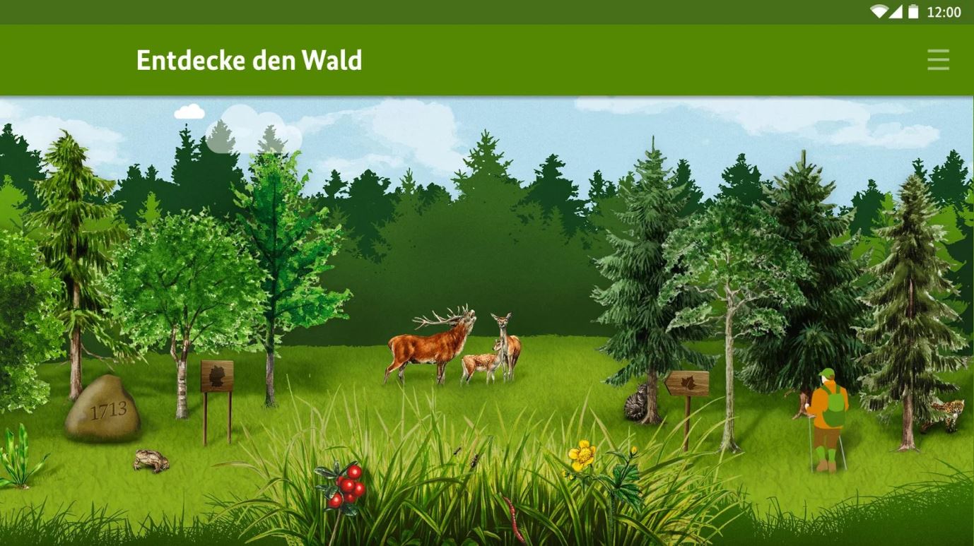 Screenshot der "Die kleine Waldfibel" Kinder-App