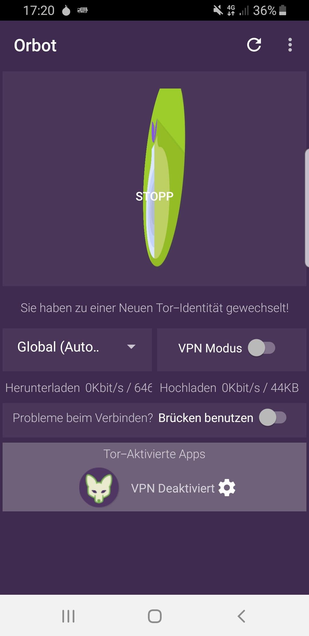 Orbot konfigurieren: Identität in der deutschen Version von Tor für Android wechseln