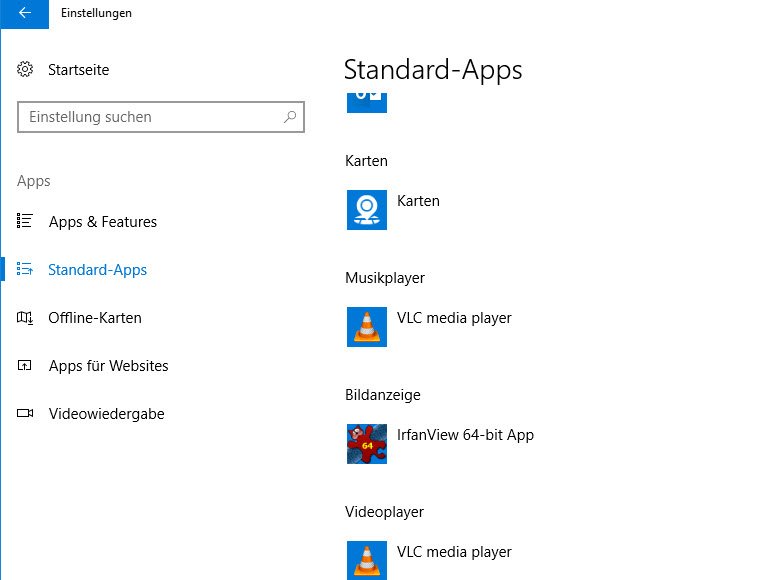 Standard-Apps in Windows 10