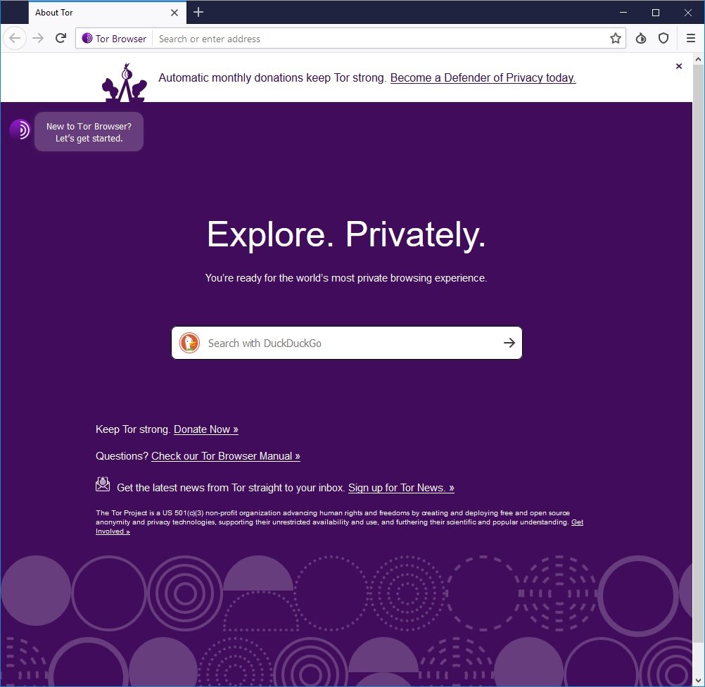 VPN im Browser Screenshot von TOR