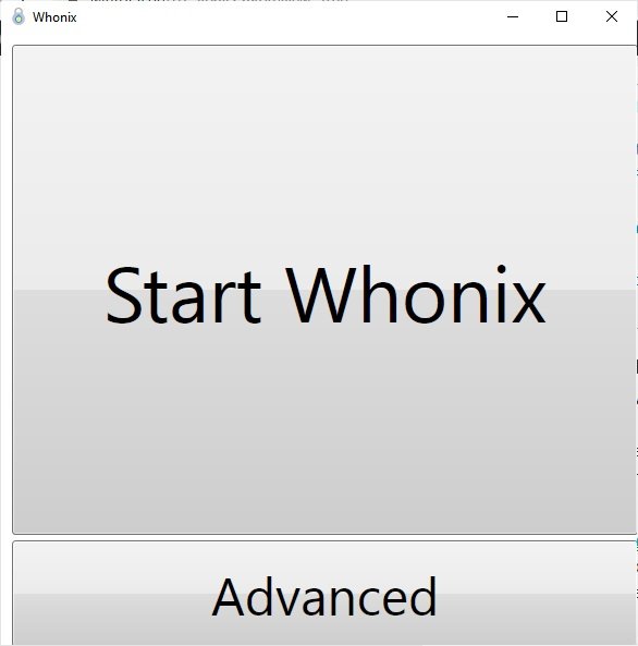 Der Start-Dialog von Whonix