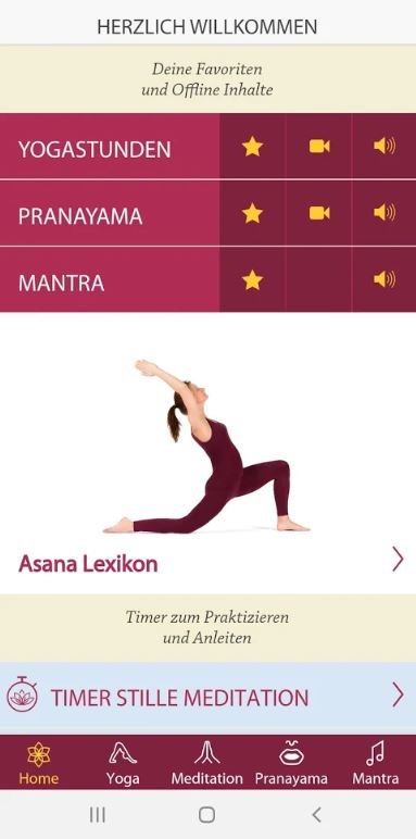 Screenshot der Yoga Vidya App